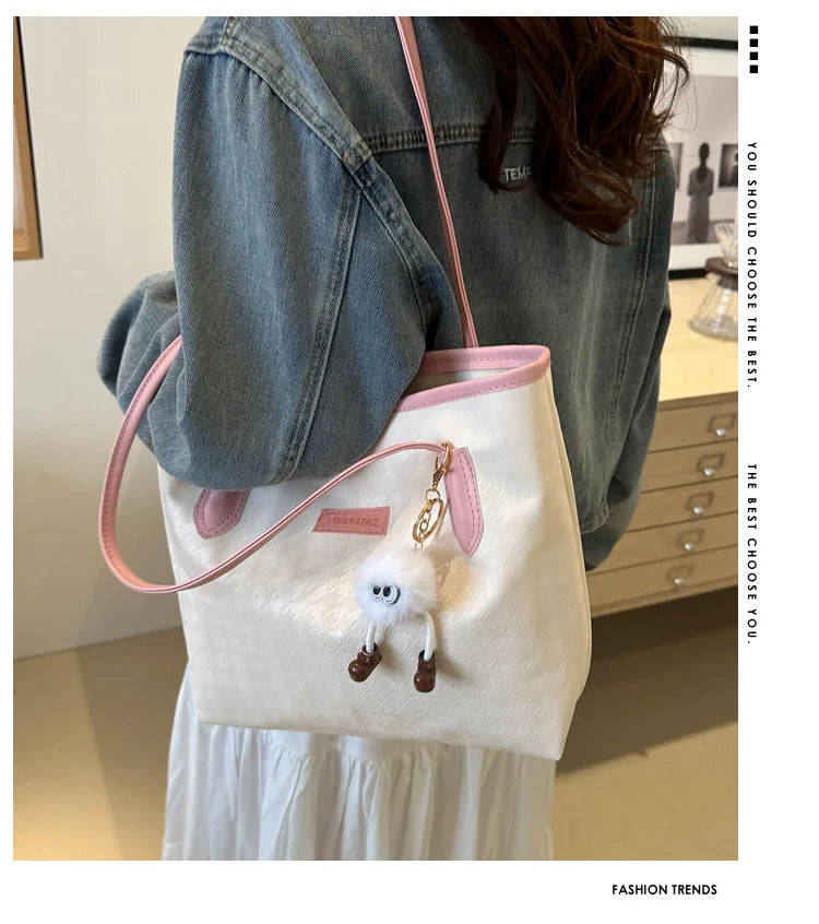 Retro Bag New Fashion Commuter Shoulder Bag | Large Capacity PU Leather Handbag (Casual Tote, Popular Gift, All Seasons)