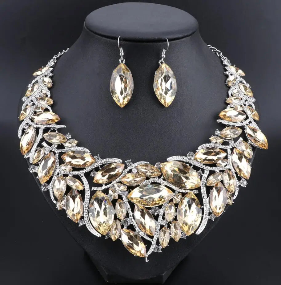 Bridal Jewelry Sets Wedding Engagement Necklace Earrings Sets for Brides Party Costume Decoration Jewellery Women