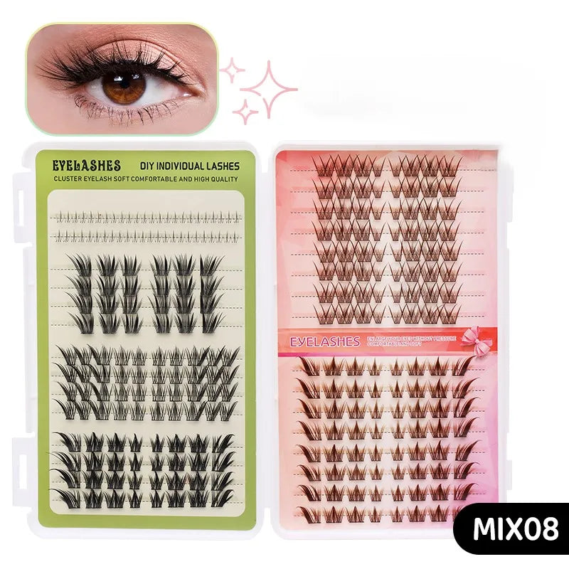 DINGSEN Eyelash Clusters Book Large Capacity Volume Individual Lashes Book Natural Long DIY Cluster Eyelash Extensions Makeup