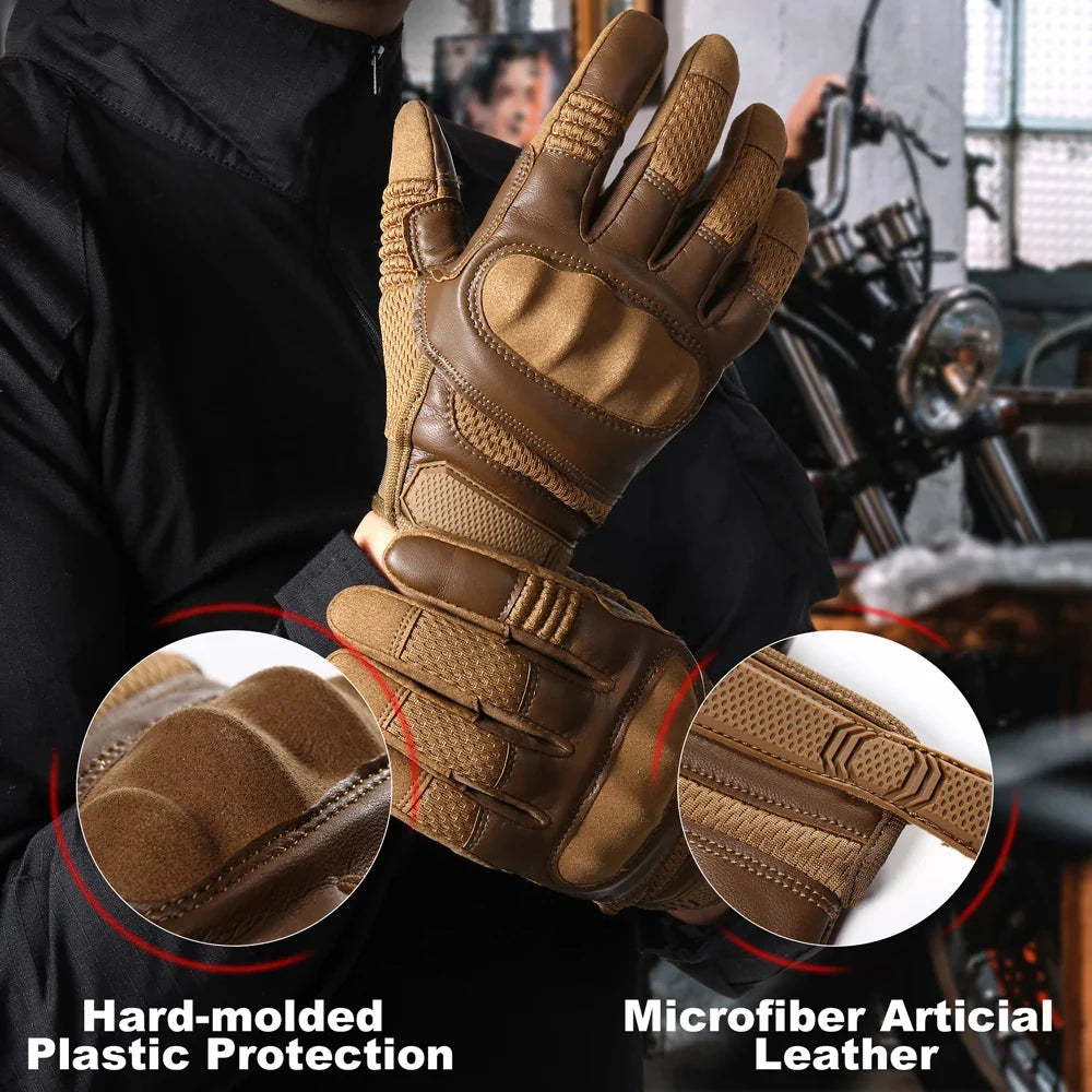 Touchscreen PU Leather Motorcycle Gloves Racing Pit Bike Riding Motorbike Moto Motocross Enduro Non-slip Protective Gear Men