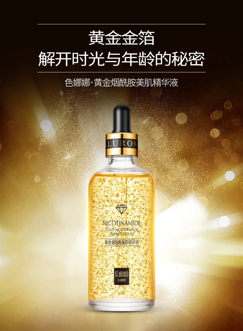 100ml 24k Gold Nicotinamide Facial Essence Hydrating and Moisturizing and Preventing Dryness Skin Hyaluronic Acid Face Serum