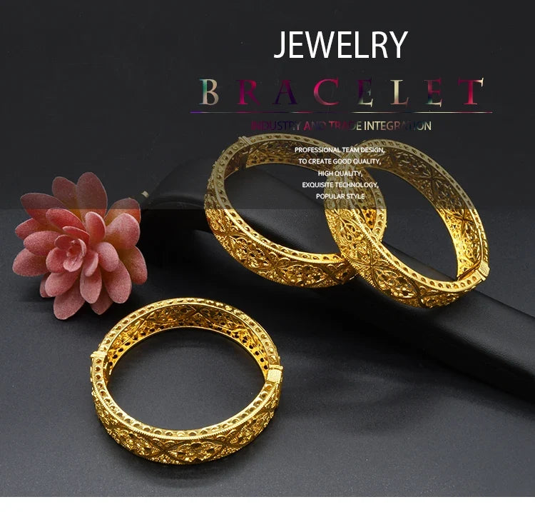 Indian Gold Color Tassel Bracelets Ring For Women Dubai African Hard Charm Bangles Wedding Arabic Hand Jewelry Party Gifts