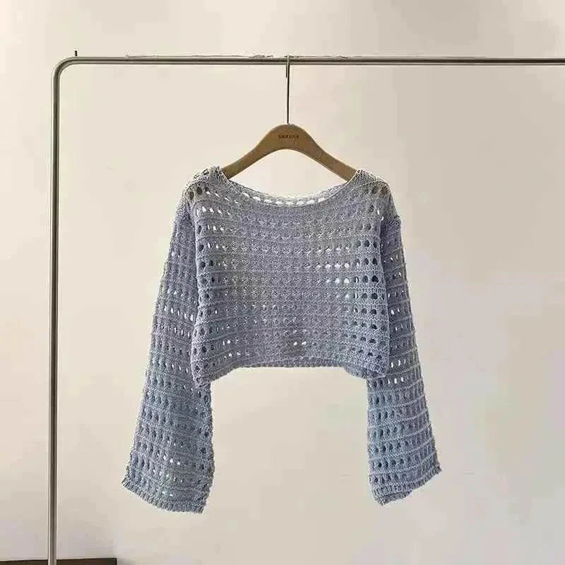 Boho Crochet Knit Crop Top for Summer Beach