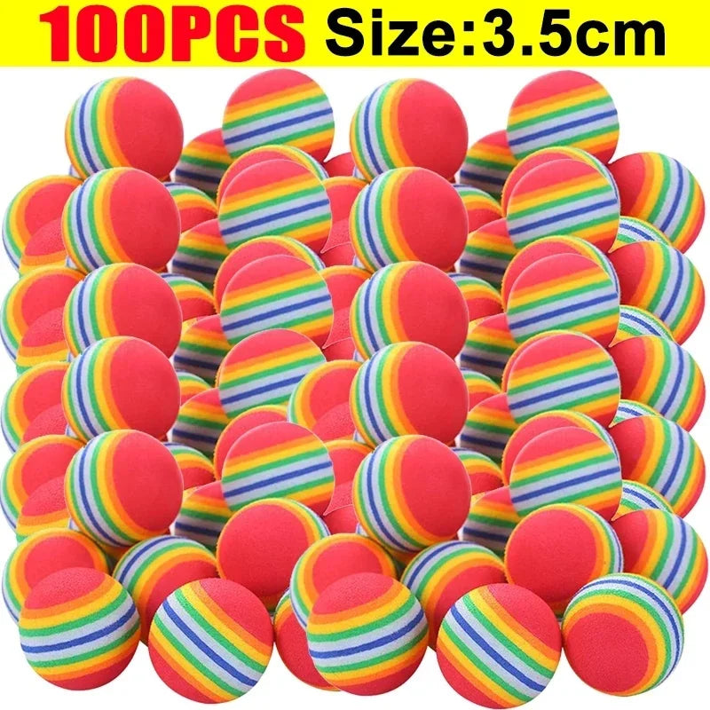 10-100x Colorful Cat Toy Ball EVA Bite-Resistant Elastic Rainbow Ball Kitten Puppy Chewing Training Interactive Toy Pet Supplies