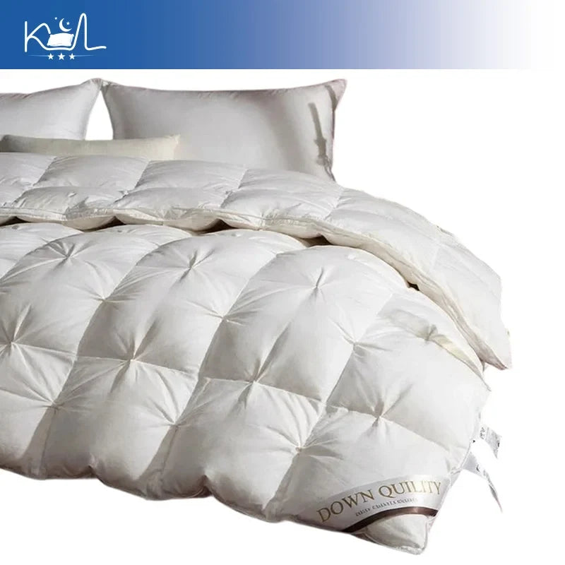 3D Luxury Quilted 100% Premium Goose Down Comforter King Queen Full Size Winter Thick Solid Color Duvet