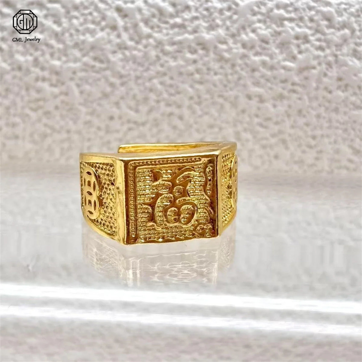 Sand Gold Adjustable Ring Matte Wide Band Openable Fade Resistant Unisex Couple Jewelry Solid Minimalist Gift