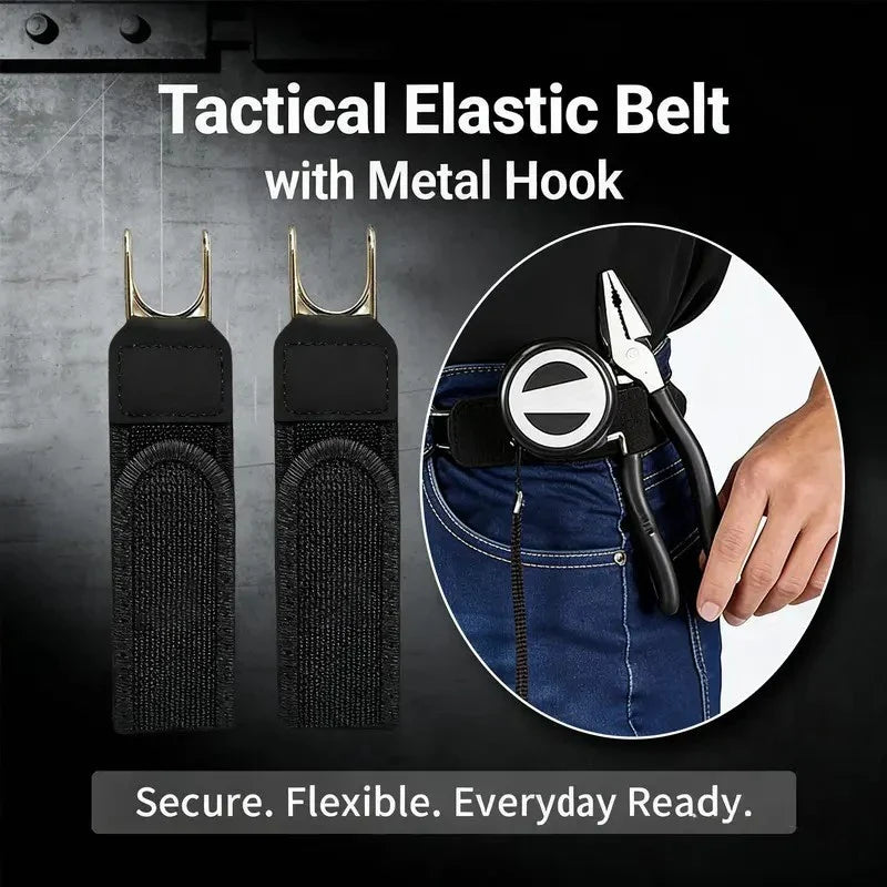 Portable Belt Buckle Unisex Elastic Waist Belt, Metal Hook Buckle-Free Adjustable Stretch Belt Daily Outdoor Jeans For Men Women