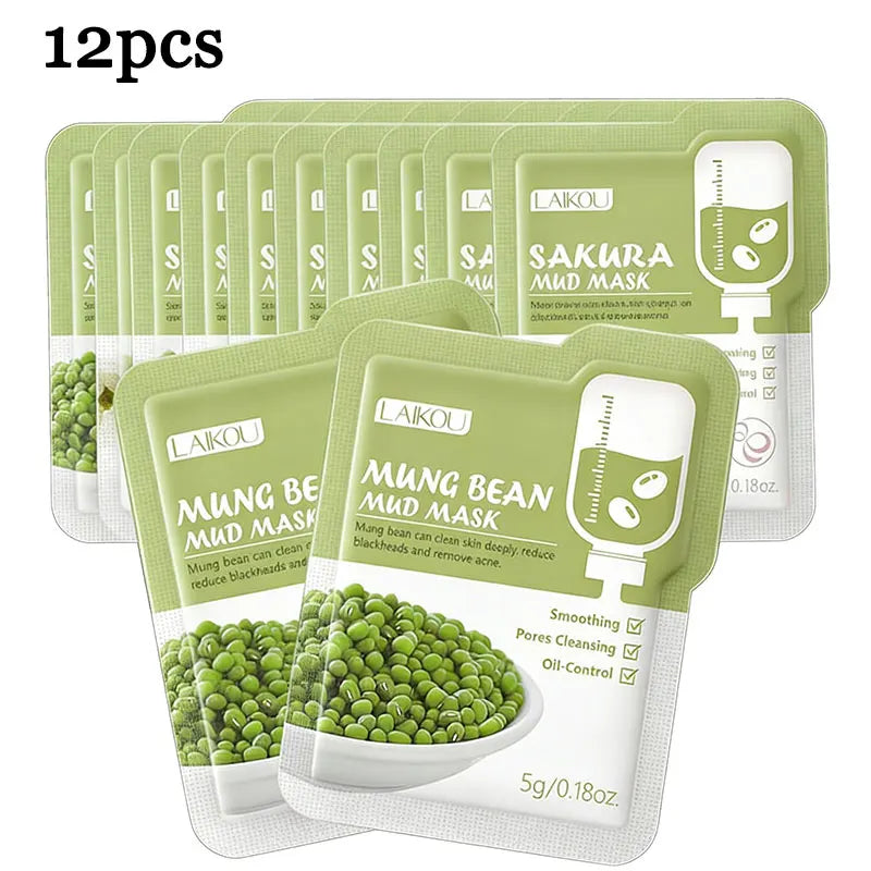 12pcs Sakura Mud Mask Brightening Hydrating Face Mask Luminous Skin Clean Facial Cleansing Clay Hydrating Anti Wrinkle Skincare