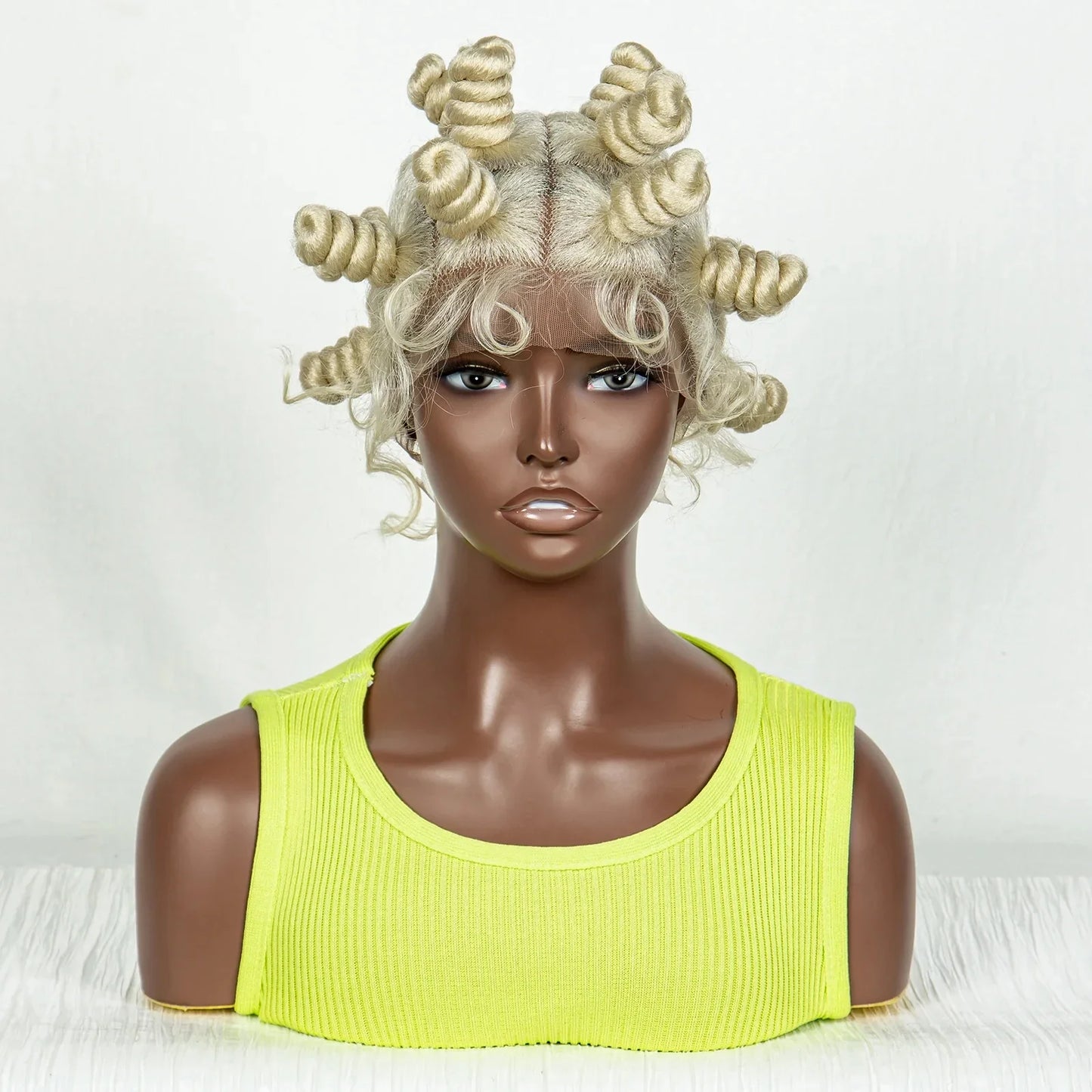 Short Cute 350 Color Bantu Knotless Braids Wig | Transparent Full Lace | Baby Hair