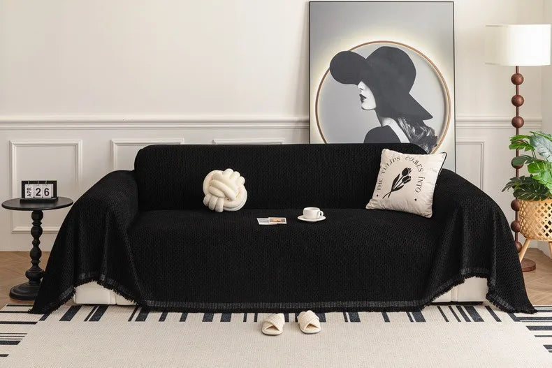 Solid Color Sofa Throw Blanket Non-slip Sofa Slipcovers Pets Kids Dust-proof Couch Armchair Covers Camping Picnic Blankets Home