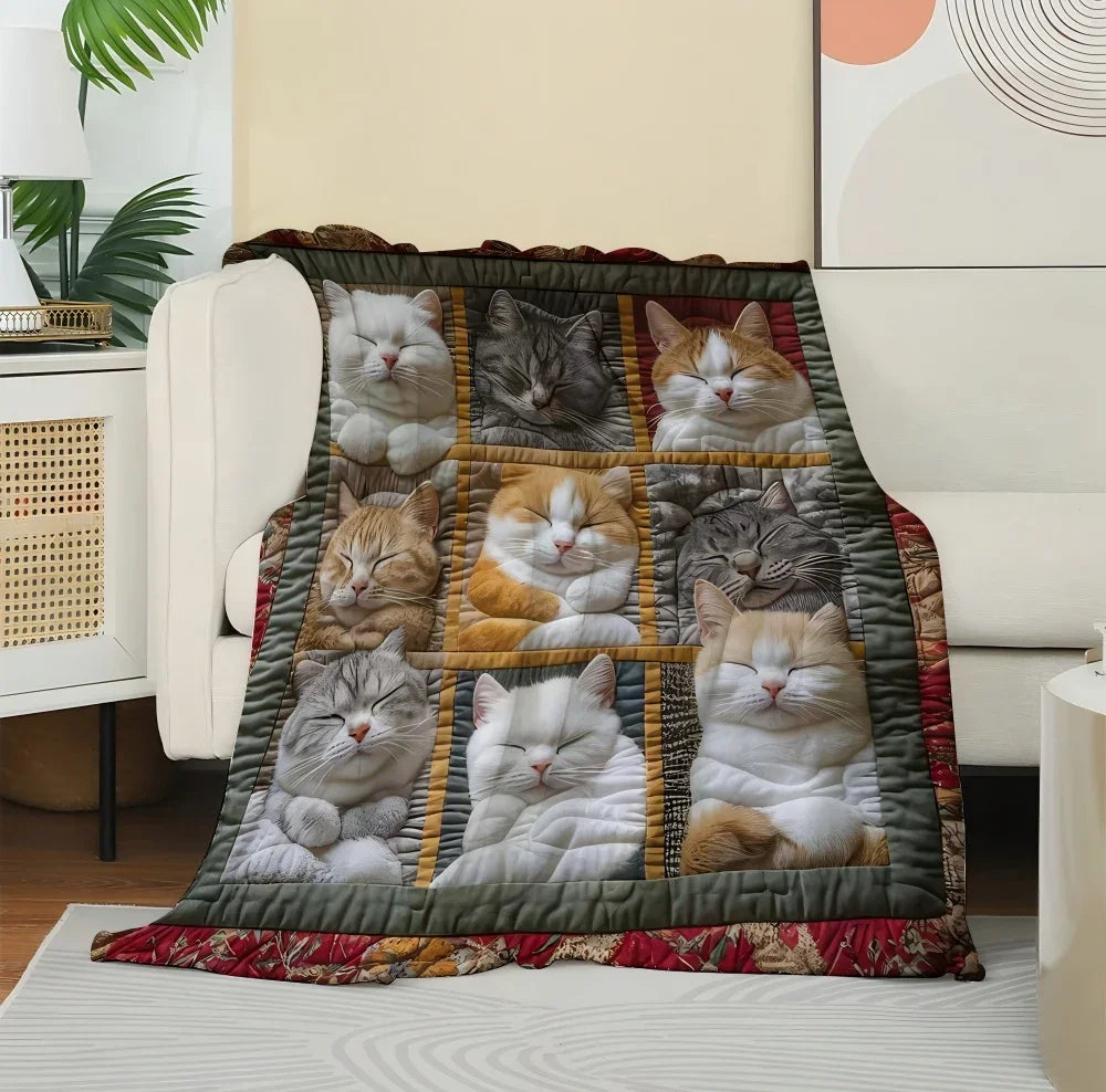 1PC Throw Cute Animals theme Cats Dogs Lover Flannel Blanket Gifts Soft Warm thin Blankets for Sofa Bed Car Camping all season