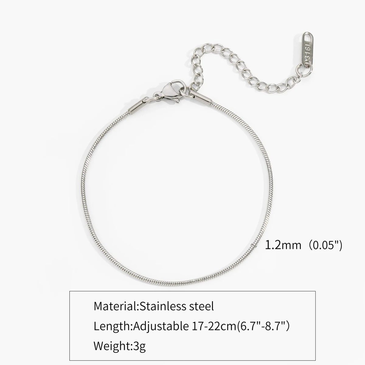 Stainless Steel Silver Color Men Snake Bone Chain Bracelet Simple Non-Fading Open Bracelet For Women Fashion Hip Hop Jewelry
