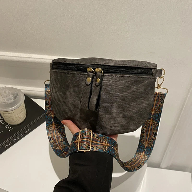 Stylish Hobo Solid Color Satchel | Luxury Designer Chest Bag & Women's PU Leather Waist Bags (Wide Strap Fashion Fanny Shoulder Pack)