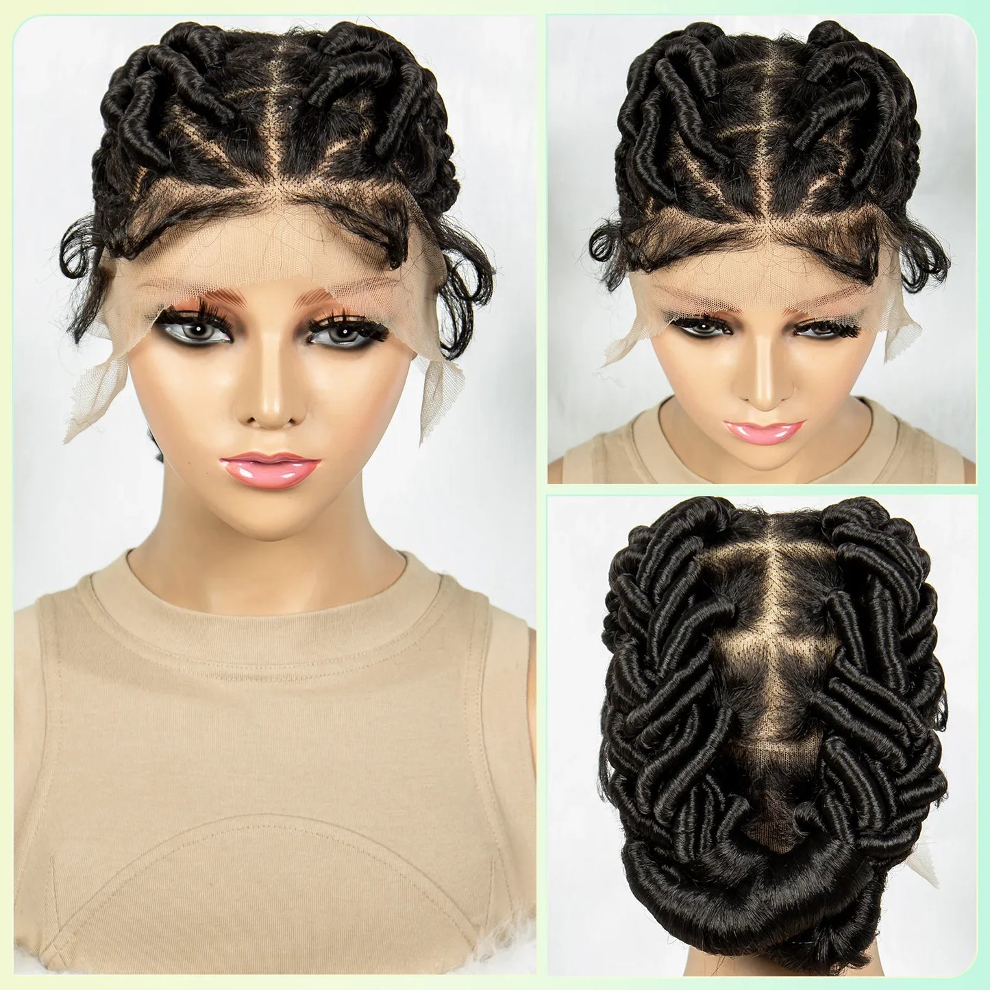 Knotless Cornrow Twist Full Lace Front Wig | Crochet Braids | Transparent Lace | Black Women