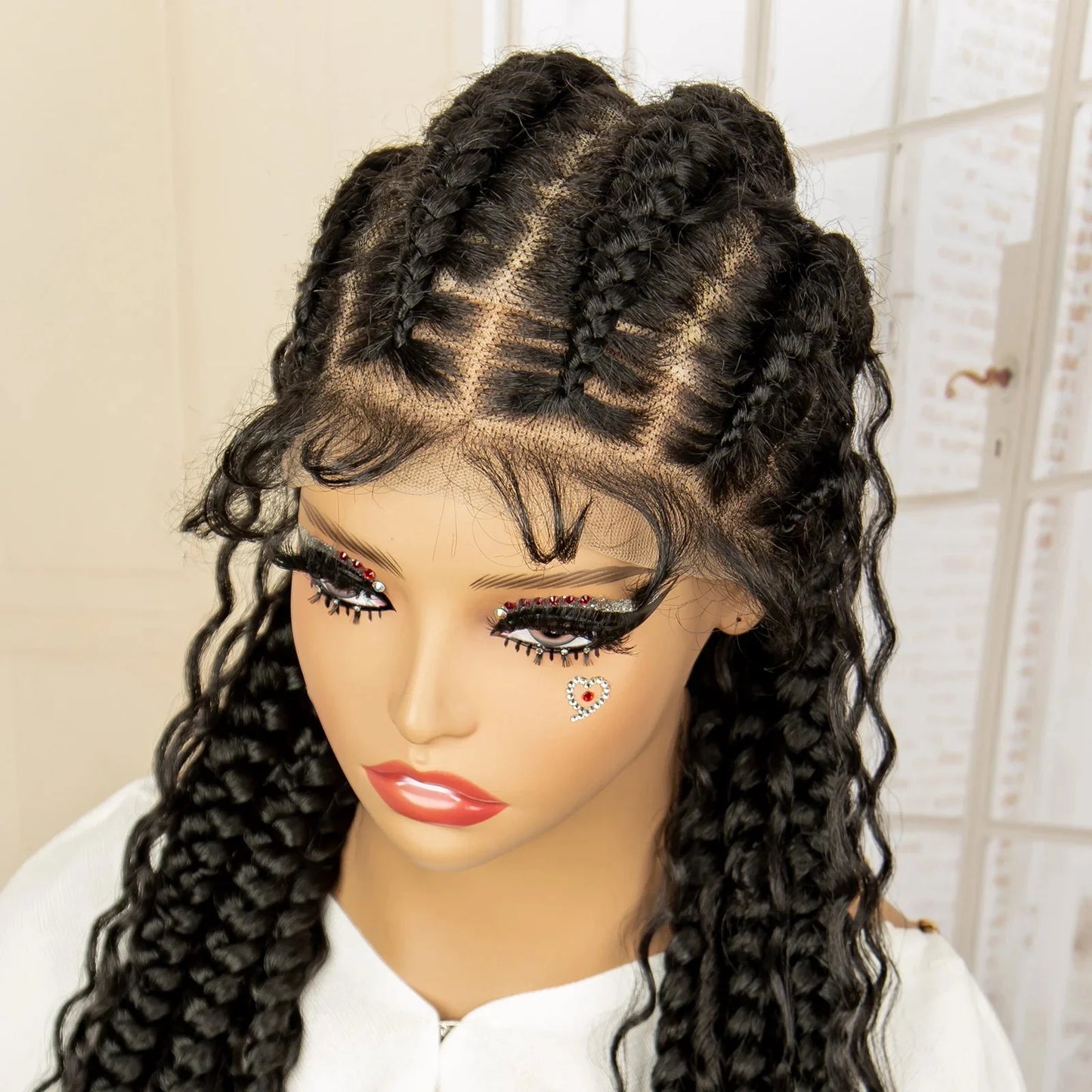 Boho Cornrow & Knotless Box Braids Wig | Full Lace | Kanekalon Hair | Women's Braided Wig