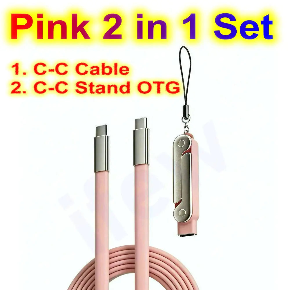 USB Type C Flat Phone Charger Fast Charging Cable C Kick Cable Stand Invisible Support Foldable Holder Charge Bracket For iPhone