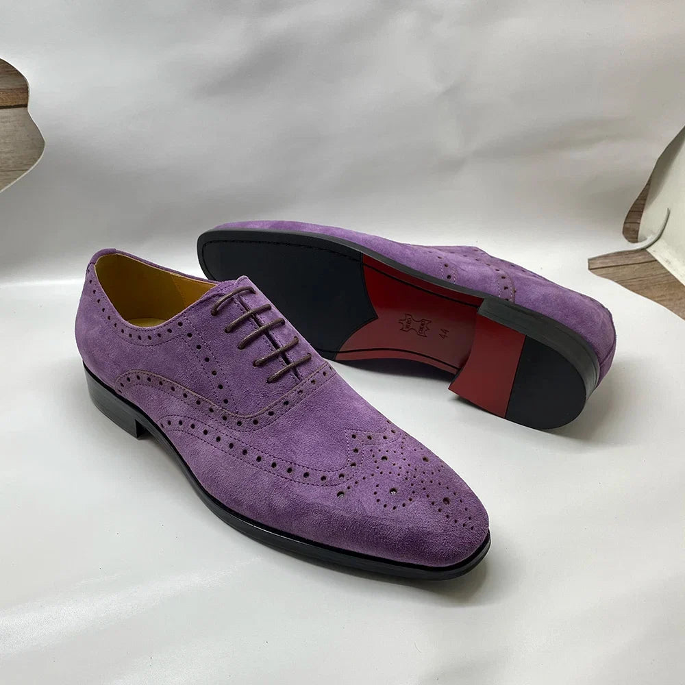4 Colors Luxury Men's Genuine Leather Cow Suede Brogue Oxfords | Carving Design Casual & Wedding Dress Shoes
