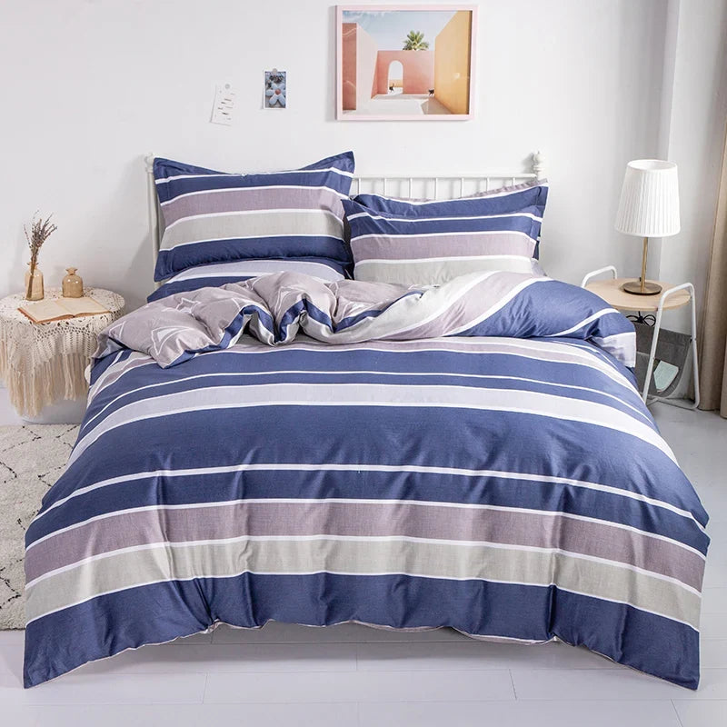 3PC 100% Cotton Duvet Cover Set Printing Bedding Set Cotton Soft Skin Friendly 1 Quilt Cover 2 Pillowcase