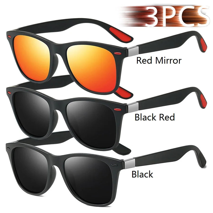 1-2-3PCS Fashion Vintage Square Unisex Driving Fishing Sunglasses Men Women Luxury Brand Designer Sun Glasses Anti-Glare Eyewear