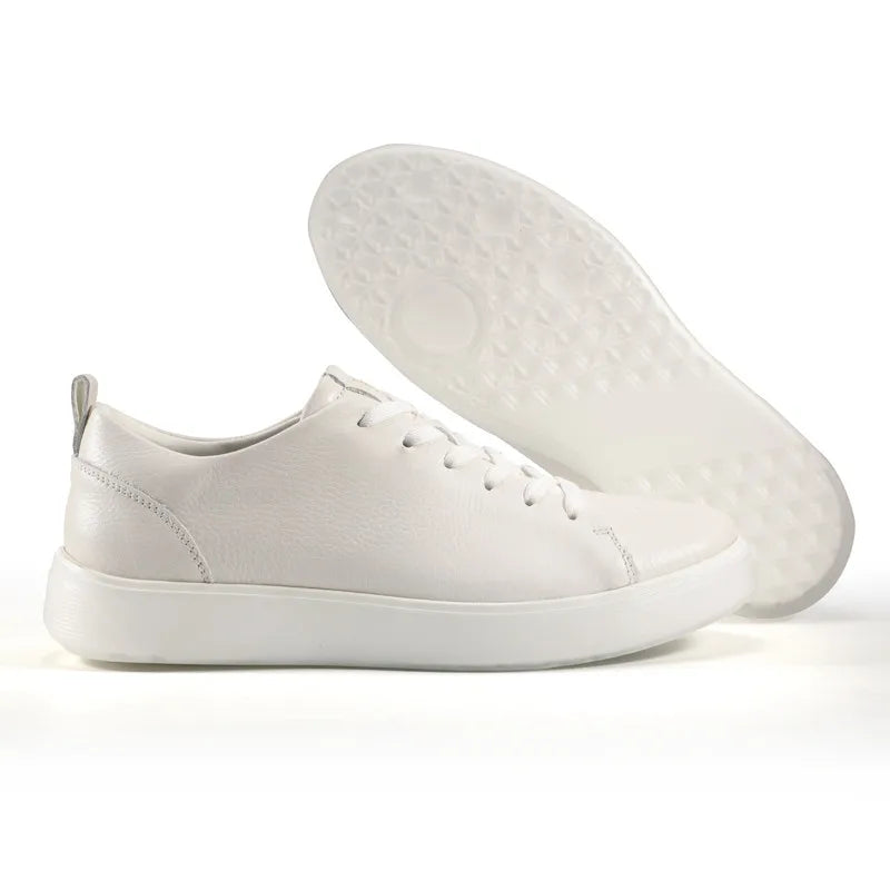Men Casual Leather Shoes, Business Genuine Leather Shoes Men Thick-soled Sports White Versatile Board Shoes