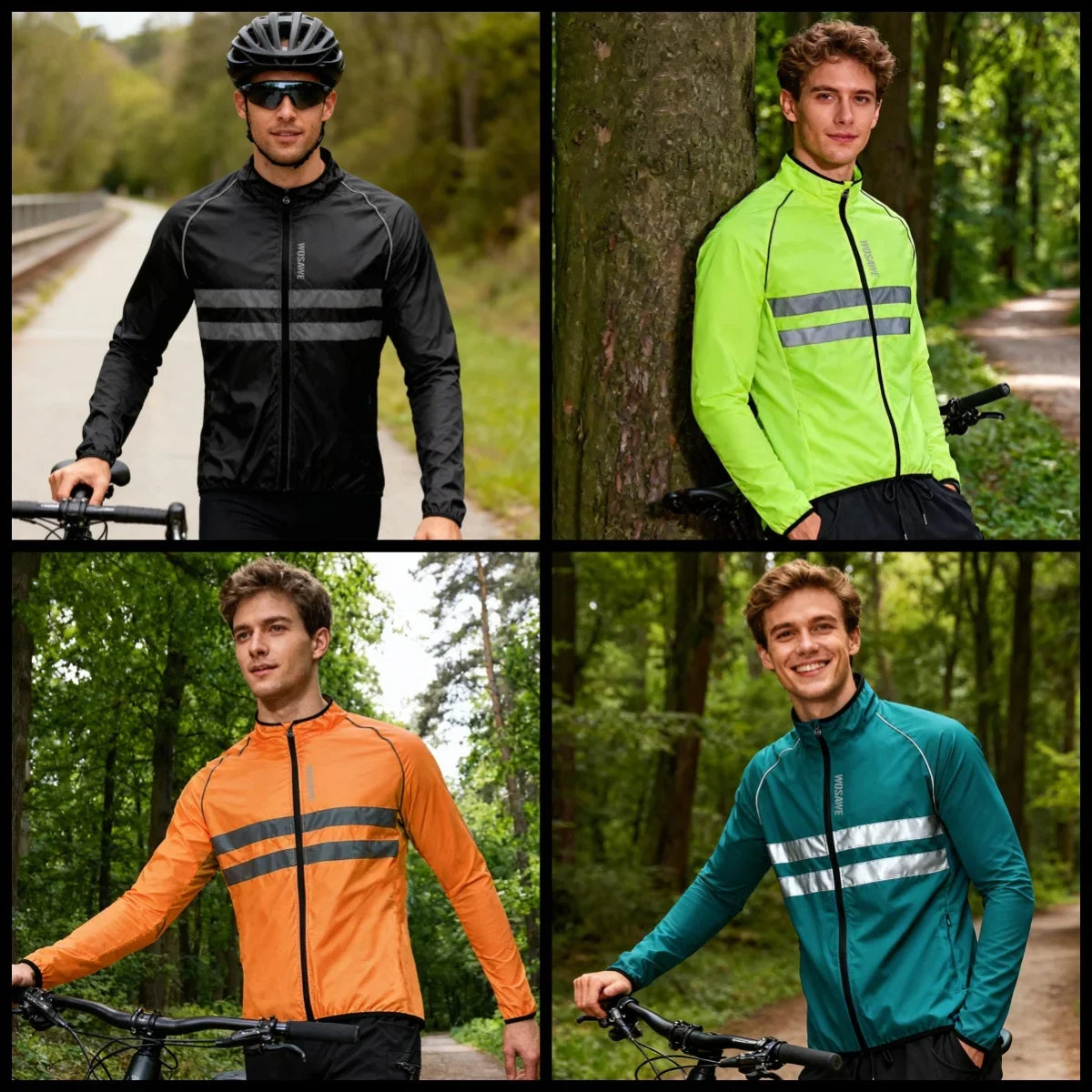 WOSAWE Men Cycling Windbreaker MTB Bicycle Long Sleeve Coat Water Resistant Outdoor Sport Jersey Bike Jacket Cycling Clothing