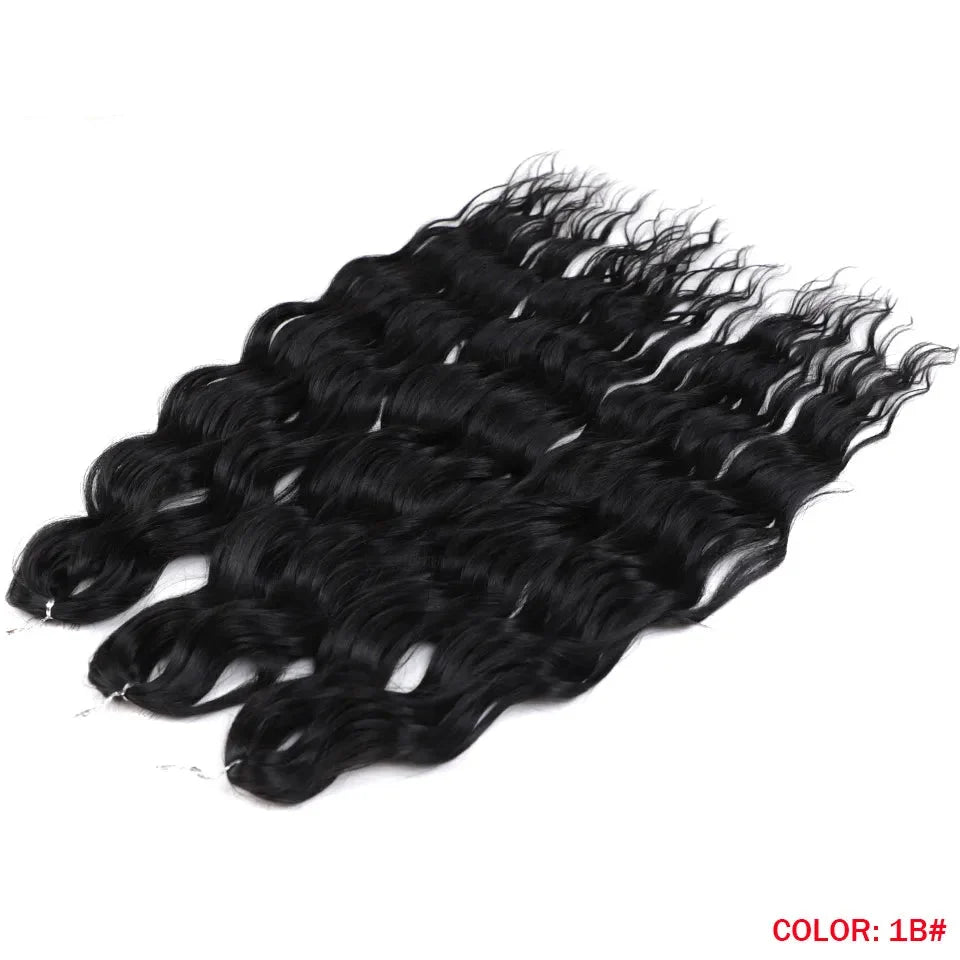 24" Orange Twist Crochet Hair | Synthetic Deep Wave Braiding Hair Extensions | Water Wave Hair | Heat Resistant Fiber | 60 Strands/Pack