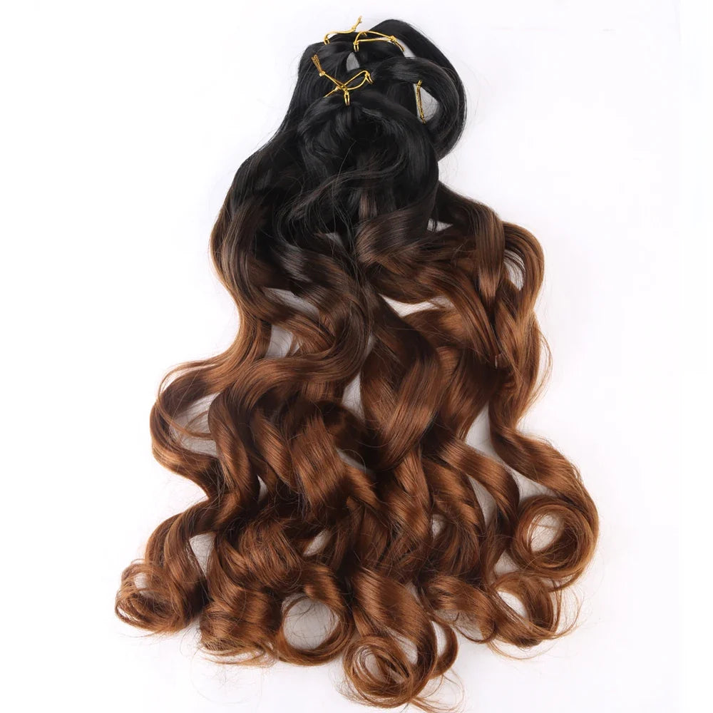 French Curly Crochet Braiding Hair - Ombre Spiral Curls - Pre-Stretched Synthetic Hair Extensions