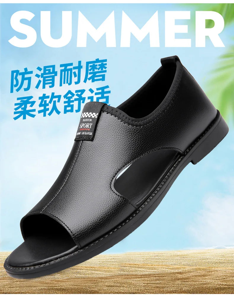 Brand Man Sandals Designer Fashion Leather Casual for Men Summer Comfortable Beach Slippers Outdoor Non-slip Men Sandalias 2026