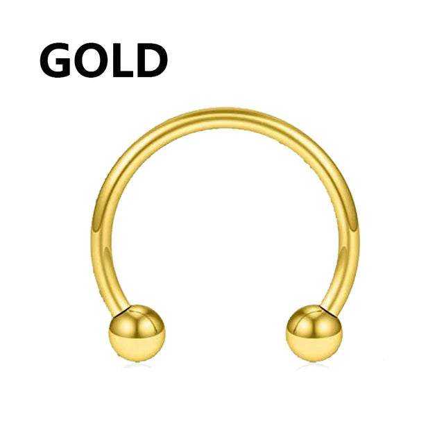 1PC metal Horseshoe Fake Nose Ring C Clip Septum Lip stainless steel Real Piercing Nose Rings Hoop For Women Men Jewelry