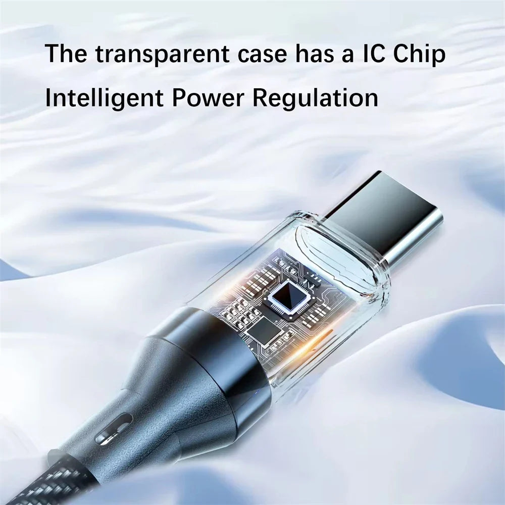 120W Super Fast Charging Cable Real-time Digital Display USB A to Type C Data Cable For iPhone Android Phones Universal