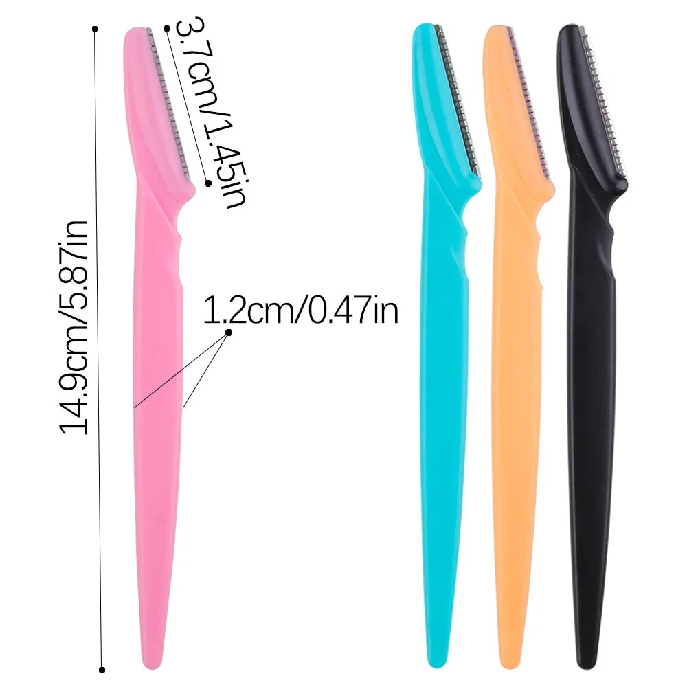 3Pcs Women Eyebrow Razor Stainless Steel Curved Blade Portable Household Facial Grooming Accessory