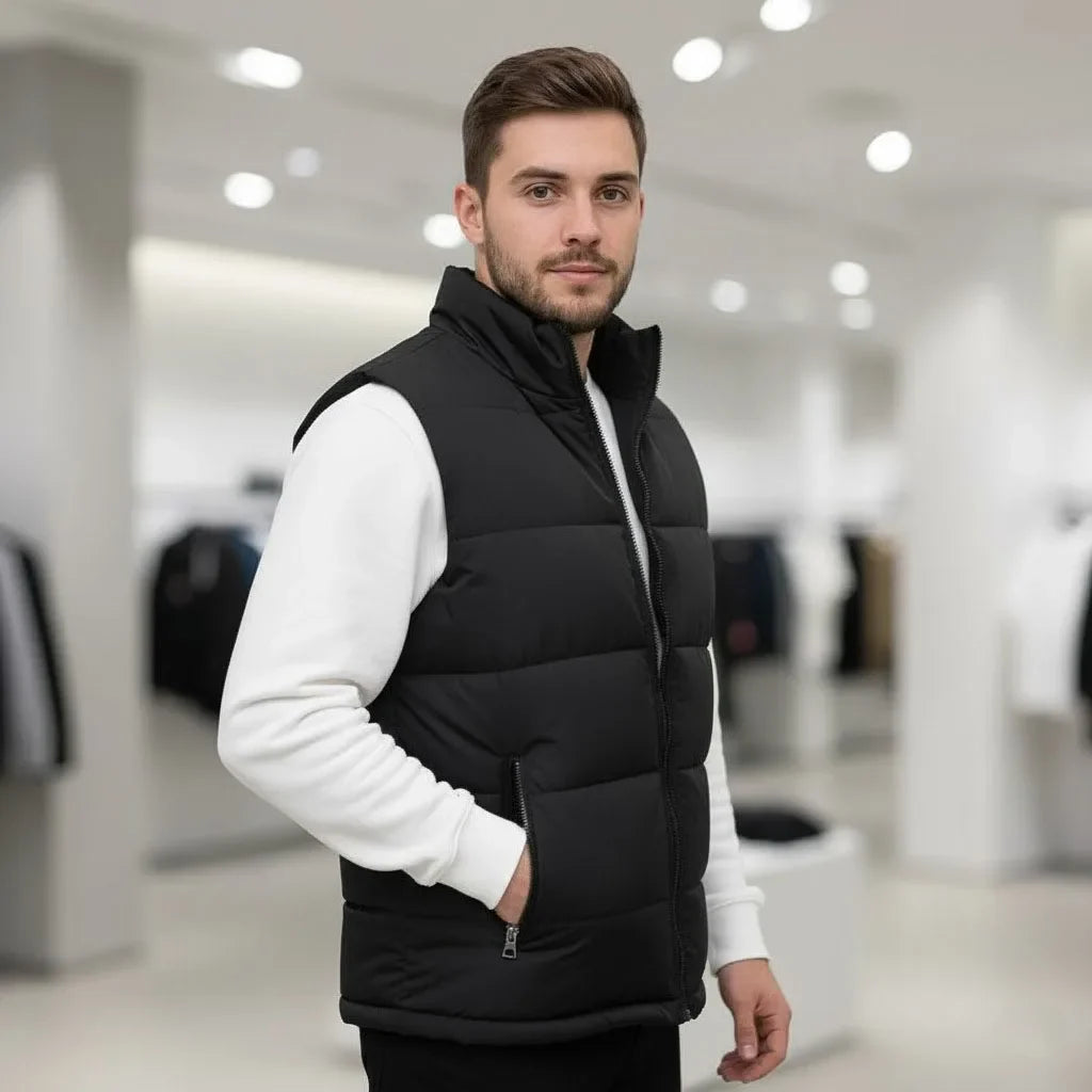 White Vest Jacket Men Slim Fit Stand Collar Sleeveless Puffer Jackets Spring Autumn Casual Waistcoat Men Warm Coat 2026 Trends