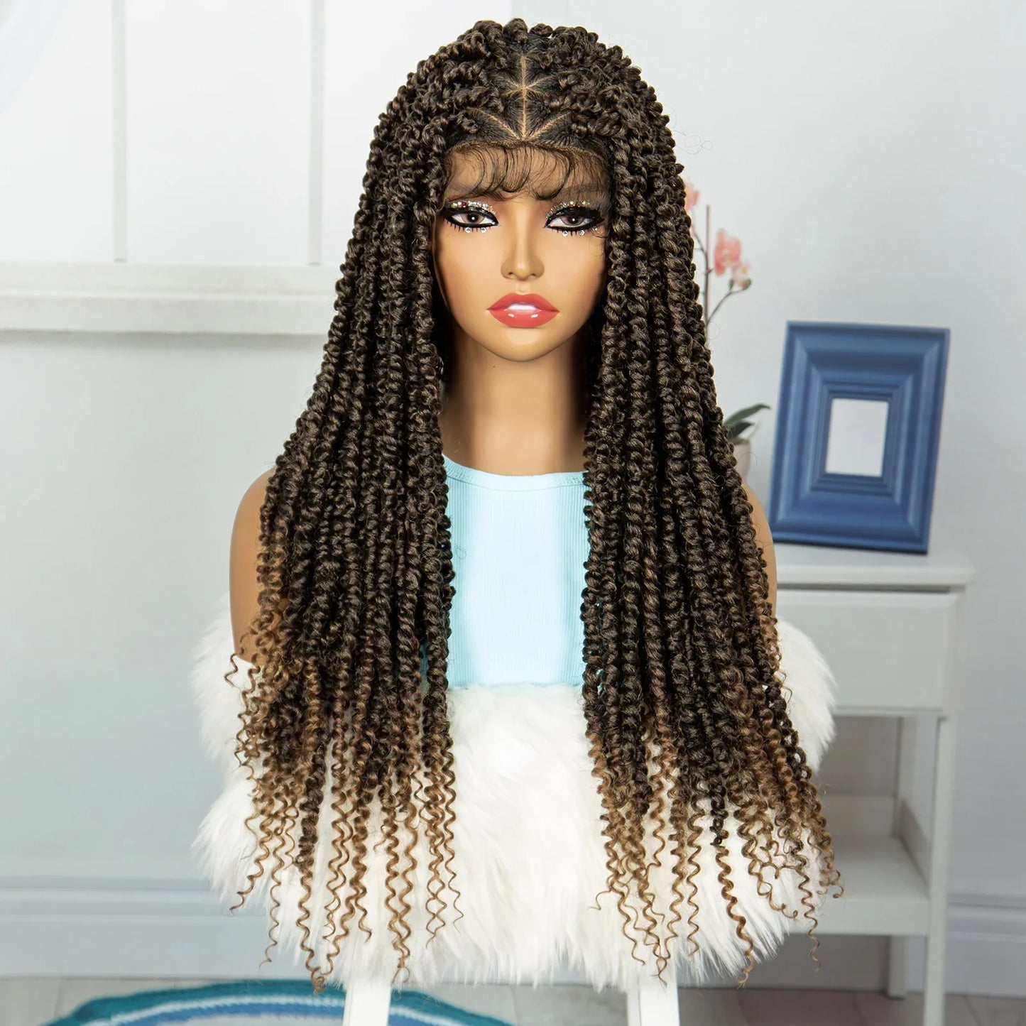 Burgundy Knotless Twist Dreadlocks Lace Front Wig | Crochet Braids | Full Lace | Black Women