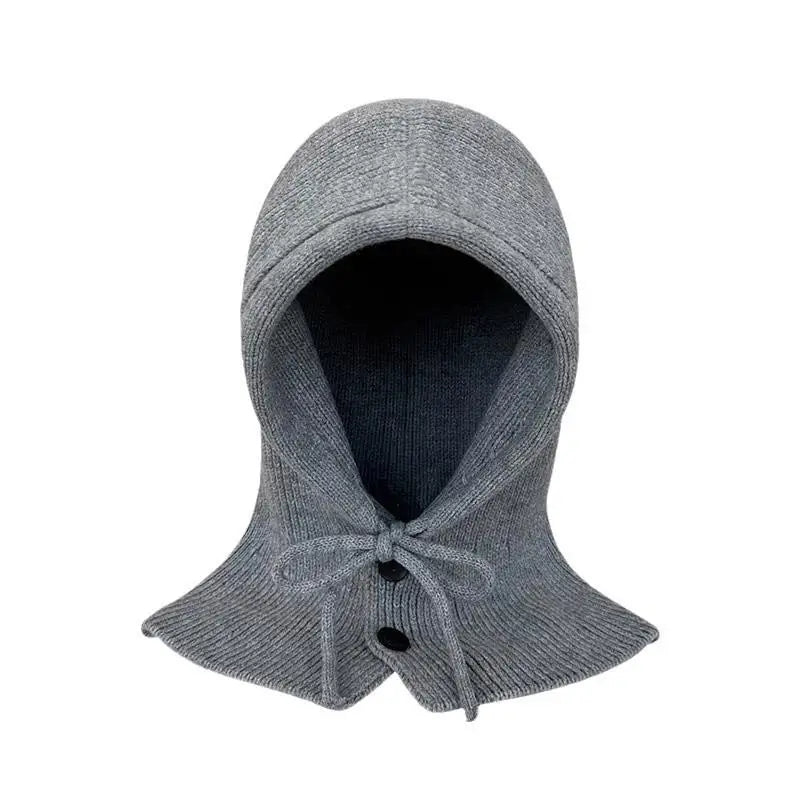Winter Balaclava Hat Warm Knitted Women's Hood Hat Solid Color One-piece Neck Pullover Cap Outdoor Cashmere Caps
