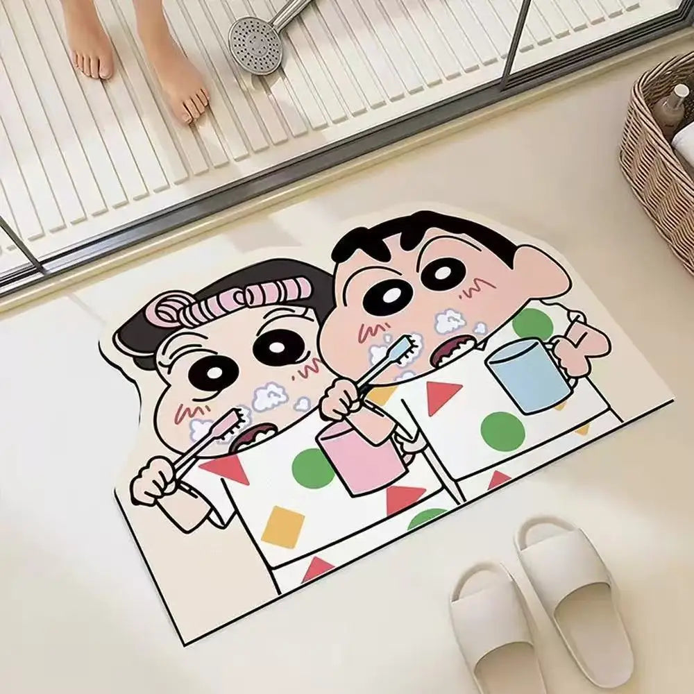 30*40cm Shower Room Water Uptake Mat Quick Drying Fashionable and Exquisite Cartoon Crayon Shin Chan Anime Anime Periphe