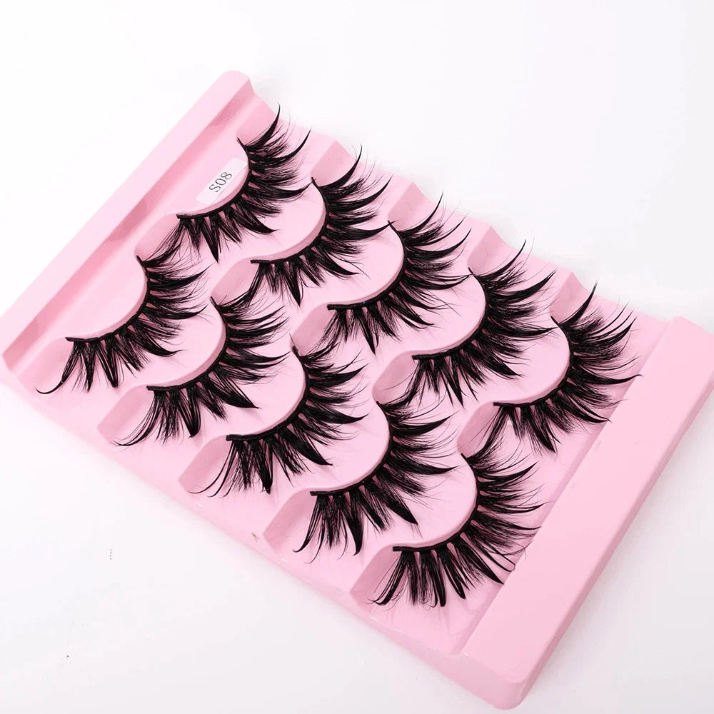 Yiernuo 1/5 Pairs Cosplay Anime Eyelashes Manga Lashes Dramatic Fairy Clusters Lashes Wet Look Lashes