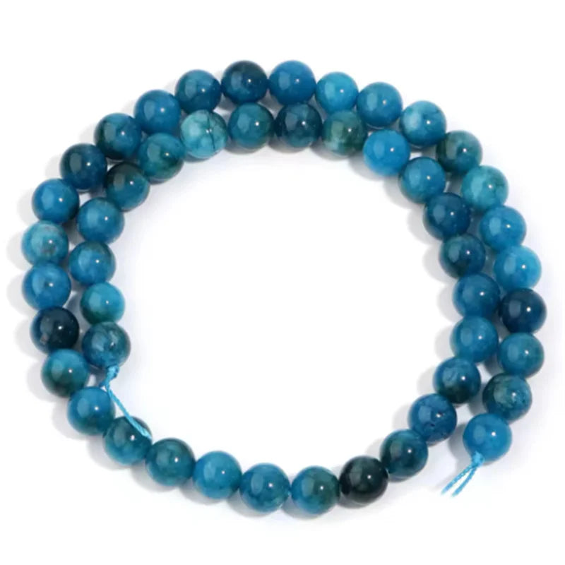 1 Strand Natural Blue Apatite Stone Beads 4/6/8/10mm Round Gem Bead for DIY Bracelet Charms Jewelry Making Beaded Wholesale