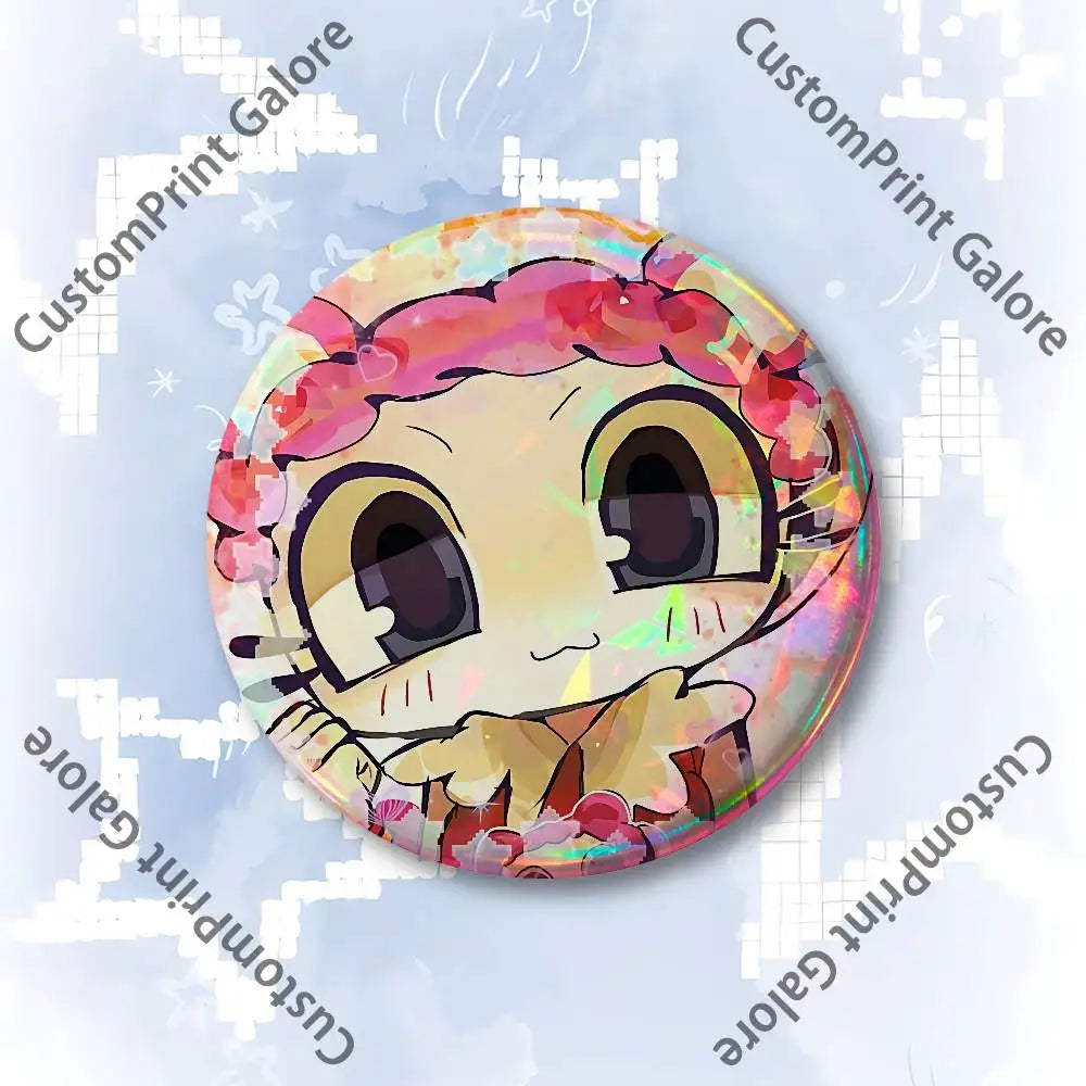 Cute Funny S-Shelly W-Wold Customizable Badge Tinplate Brooch Laser Film Lapel Pin for Decoration Party Small Gifts