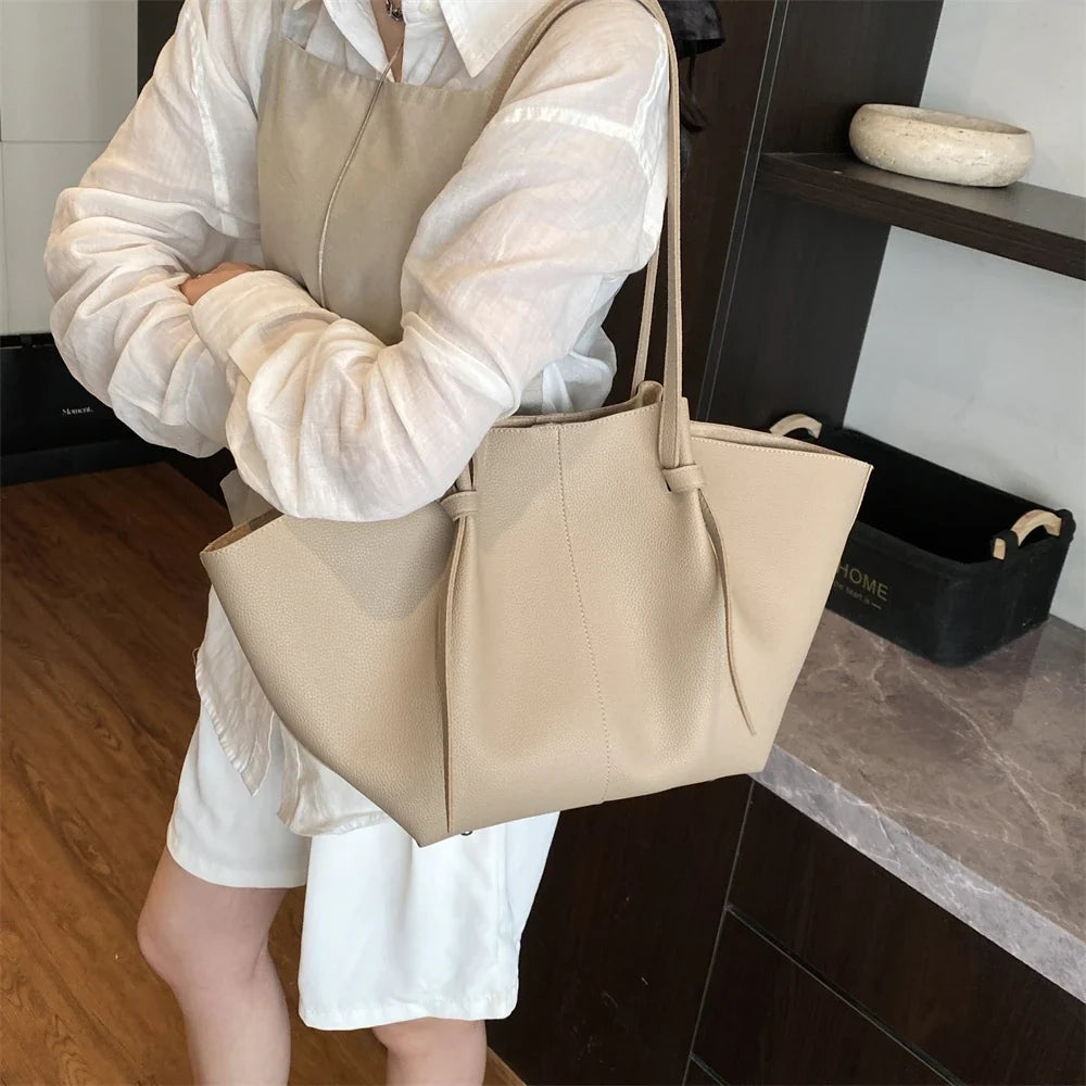 Luxury Designer 2-in-1 Shopper Tote Set | Branded Soft PU Leather Shoulder Handbag for Women (Big Capacity)