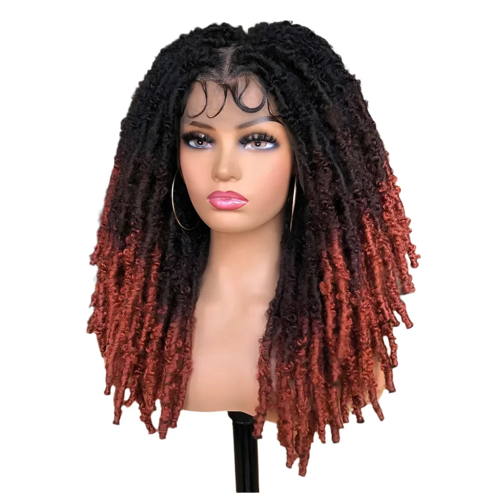 Blue Butterfly Locs Full Lace Braided Wigs For Women Crochet Hair Dreadlocks Meche Faux Locks Braids Extensions Synthetic Hair