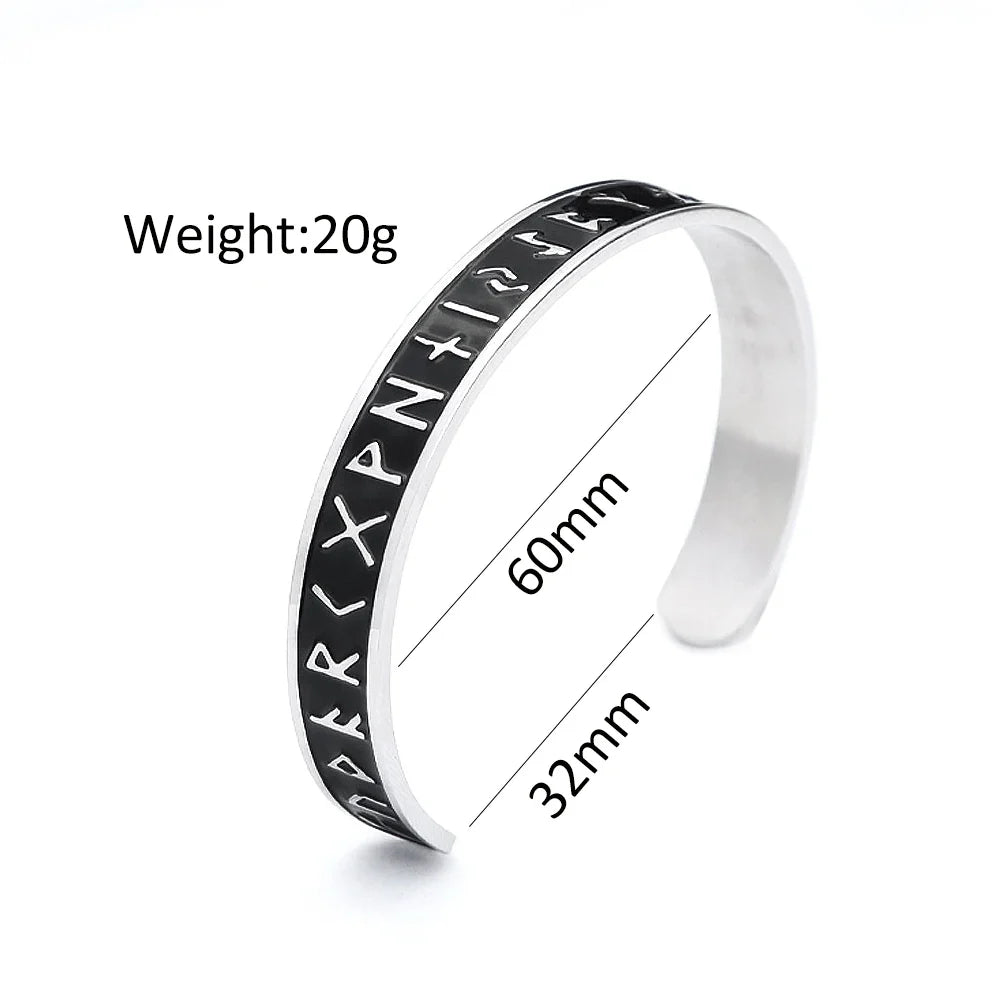 Vintage Nordic Vikings Rune Simple Bracelet For Men Women 316L Stainless Steel Fashion Opening Cuff Bangles Amulet Jewelry Gifts