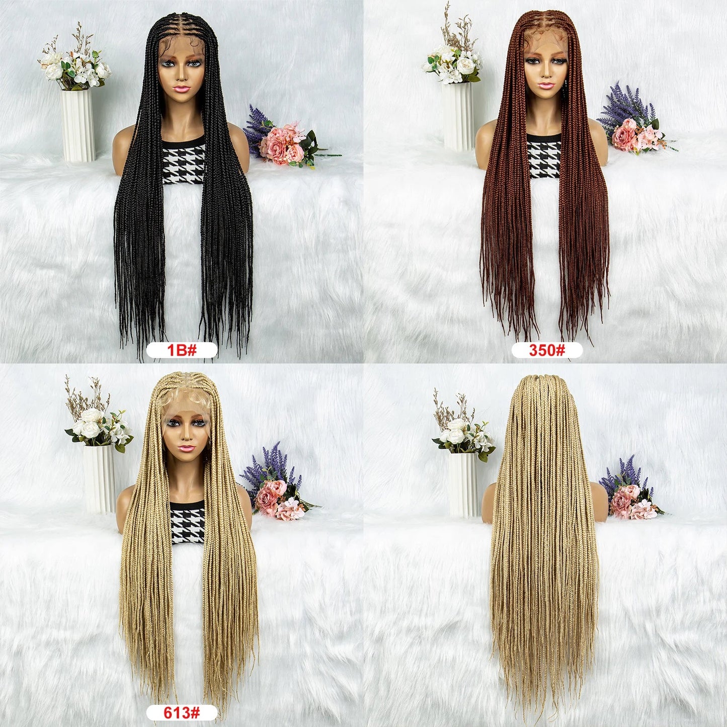 HD Full Lace Knotless Box & Cornrow Braided Wig | Transparent Lace | Synthetic Crochet Braids for Black Women