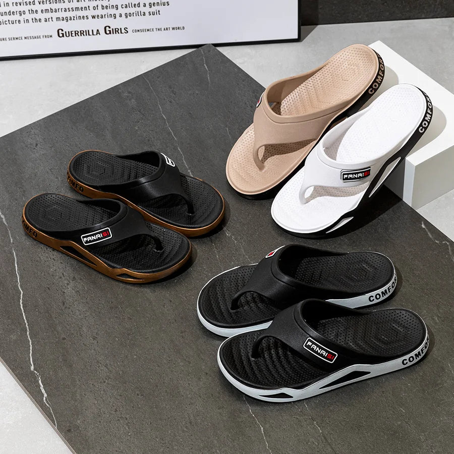 Fashion Men's Slippers Summer Outdoor Flip Flops Non-slip Indoor Bathroom Couple Leisure Beach Shoes Sandals