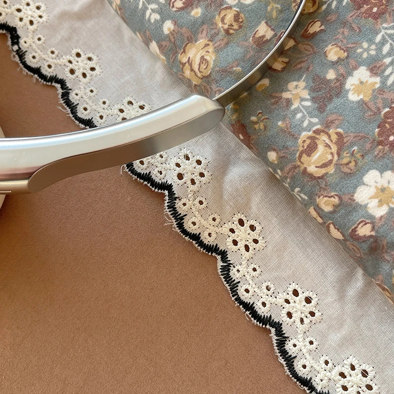 Summer Quilt Korean Style Duvet with Lace Single/Queen Size Comforter Flower Printed Quilted Blanket 여름이불 (No Pillowcase)