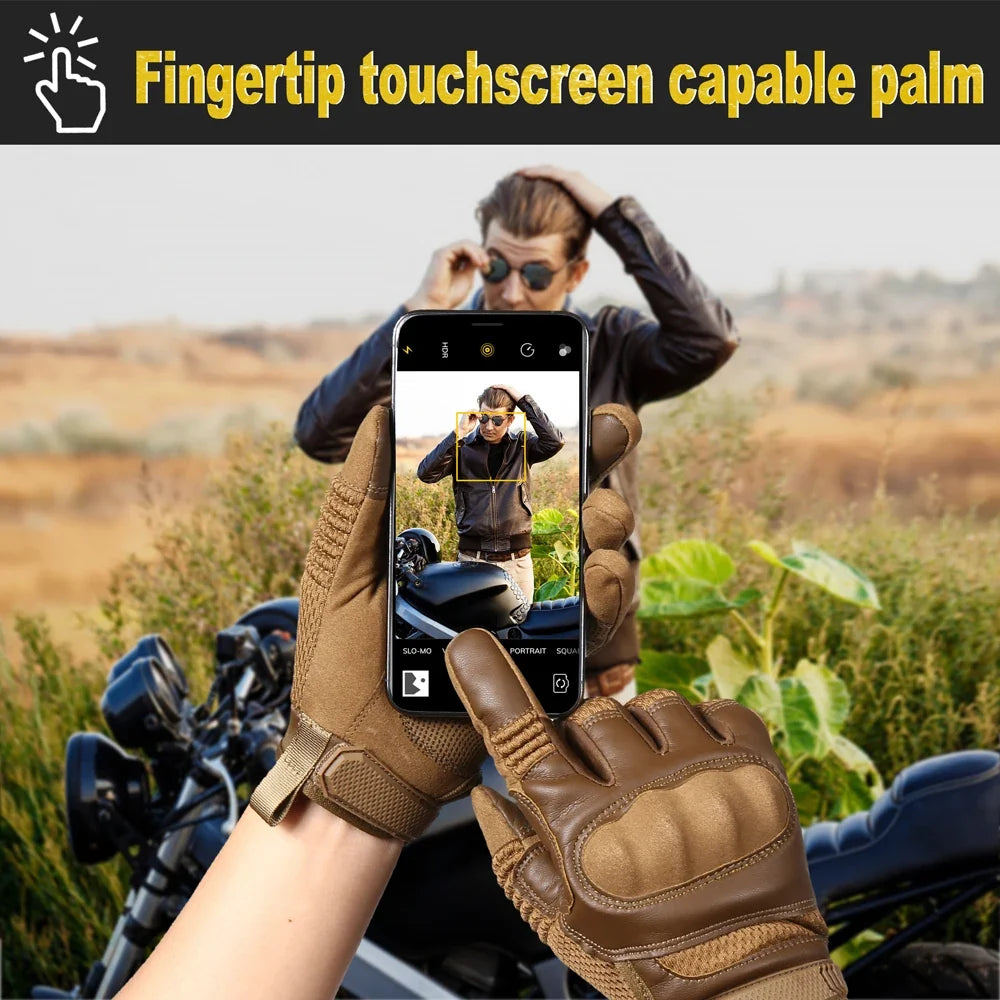 Touchscreen PU Leather Motorcycle Gloves Racing Pit Bike Riding Motorbike Moto Motocross Enduro Non-slip Protective Gear Men