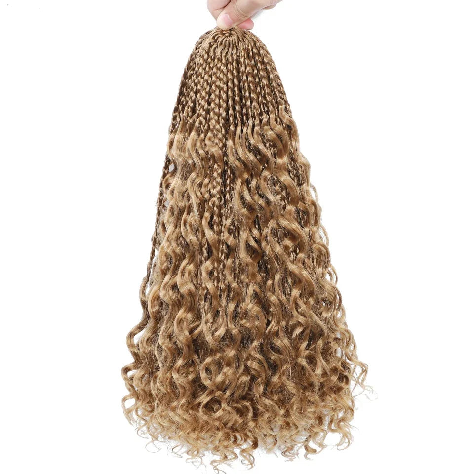 Ombre Goddess Box Braids Crochet Hair with Curly Ends | 14 Inch | 1-6 Packs