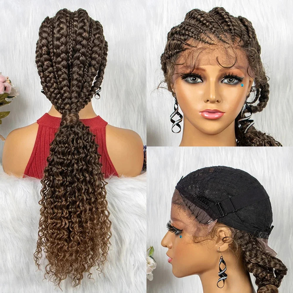 Braided Ponytail Wig | Kinky Curly Lace Front with Baby Hair