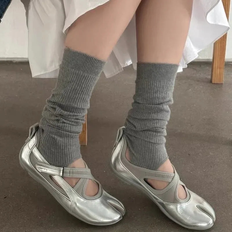 Cross Split Toe Mary Jane Single Shoes Women 2026 New Versatile Flat Ballet Casual Shoes
