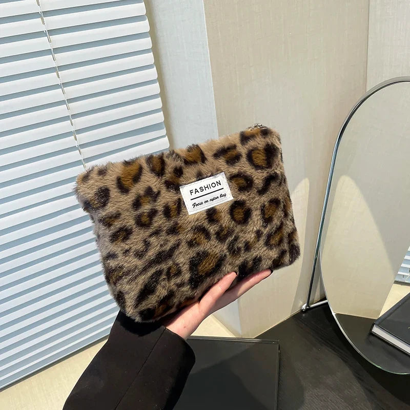 Leopard Print Makeup Bag | Soft Cotton Travel Toiletry Bag