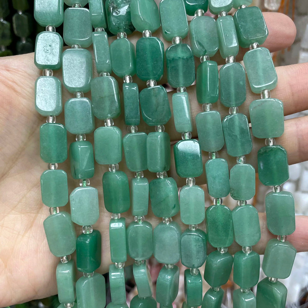 Natural Stone Flat Rectangle Amethyst Lapis Lazuli Quartz Apatite Spacer Beads For Jewelry Making Diy Bracelet Accessorie 8*12MM